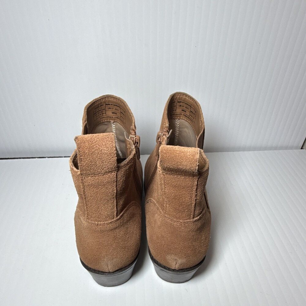 Vionic Roseland Brown Suede Ankle Bootie Round Toe Zip Elastic Gore Women's 7 M - Picture 9 of 10